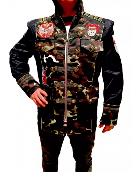 Karnevalskostüm Herren Militär ARMY Camouflage Hochwertige Jacke Fasching Patch